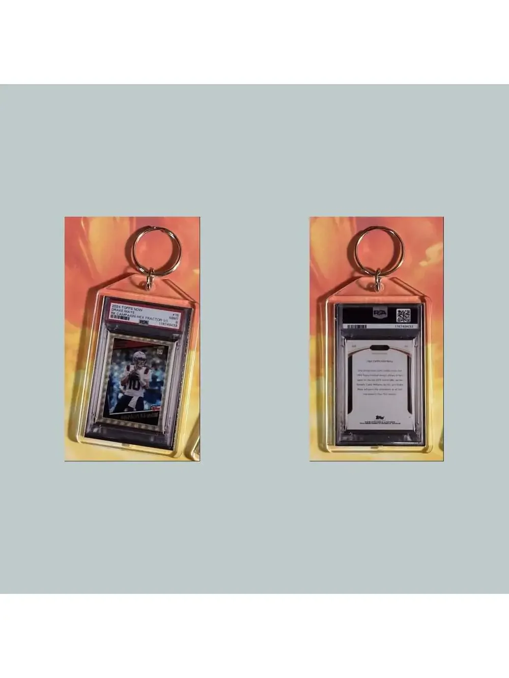 3711 Drake Maye 2025 Topps Now Hex-Fractor Custom Hand Made Keychain